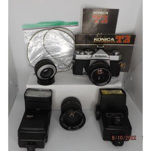 KONICA Autoflex T3 35mm SLR Film Camera with Lens and Accessories - Pre-owned